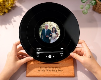 Fathers Day Gift from Daughter - Personalized Father Gift - Custom Song Photo Vinyl Record - Gift for Dad - Dad Birthday Gift - Music Plaque