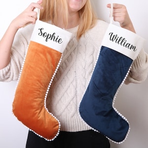 Custom Name Holiday Decor - Perfect Xmas Gift - 1 Stocking - Personalized Christmas Decoration - Personalised Velvet Christmas Stocking