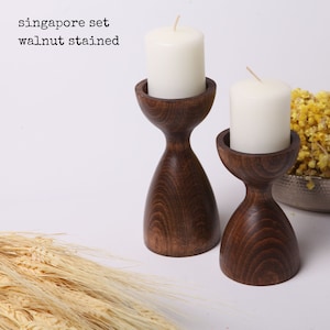 Candle Holders Wooden Candlestick Rustic Candle Holder Candle Stand Home Gift Gift for Mom Home Decor Gift New House Gift Singapore Set