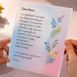 Placa con letra personalizada para mamá - Recuerdo del Día de la Madre - Regalos para mamá - Ideas de regalos para el Día de la Madre - Regalos de cumpleaños para mamá - Regalo extra para mamá - Mamá primeriza