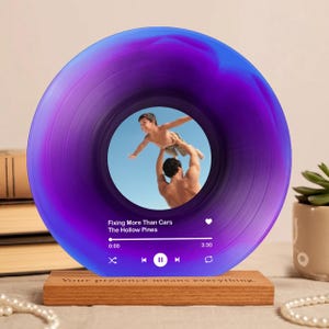 Disque vinyle acrylique personnalisé cadeau pour papa - chanson et photo souvenir personnalisées pour la fête des pères - cadeau d'anniversaire pour papa - cadeau sentimental pour papa
