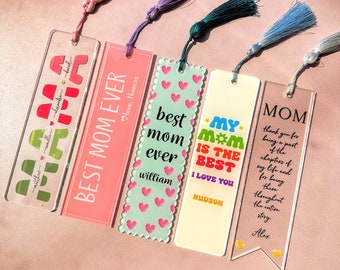 Personalized Acrylic Bookmark as Mothers Day - Custom Gifts for Mama - Reader Gift - Floral Bookmarks - Bookmark for Women - Mom Birthday