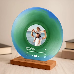 Custom Song Photo Vinyl Record - Gift for Dad - Dad Birthday Gift - Music Plaque - Fathers Day Gift from Daughter - Personalized Father Gift