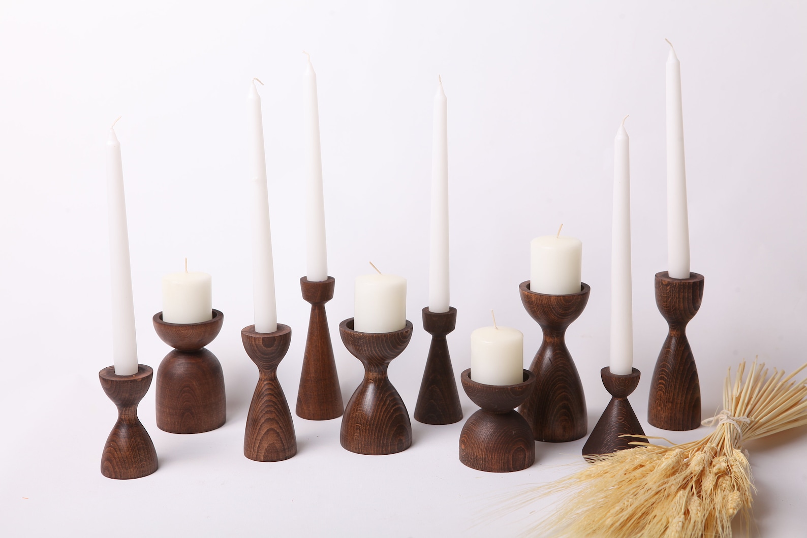Hardwood Taper Candle Holders Rustick Wooden Candlestick Etsy