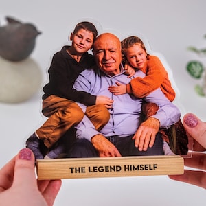 Exhibición de fotos personalizada - Regalo para abuelos - Estatuilla de foto - Exhibición de fotos personalizada - Imán de foto para papá y abuelo - Regalo de Navidad para abuelos y papás