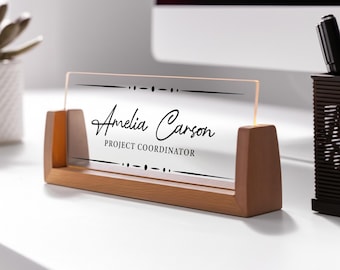 Placa de mesa de escritório personalizada para profissionais, professores, médicos, gerentes, placa de identificação para mesa, placa de identificação personalizada com cargo, colega de trabalho
