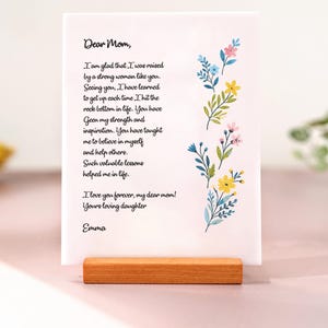 Placa personalizada con carta escrita a mano - Regalos para mamá - Ideas para el Día de la Madre - Regalos de cumpleaños para abuelas y mamás - Regalo de Navidad para mamá