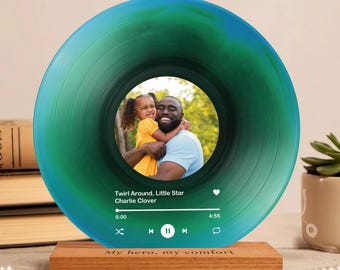Christmas Gift for Dad from Daughter, Personalized Dad Gift, Custom Song Photo Vinyl Record, Best Dad Gift, Dad Birthday Gift, Music Plaque