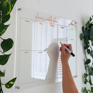 Minimalist Wall Calendar, Digital Weekly Planner, Large Acrylic Calendar for Wall, Personalized Family Calendar, Dry Erase Monthly Board