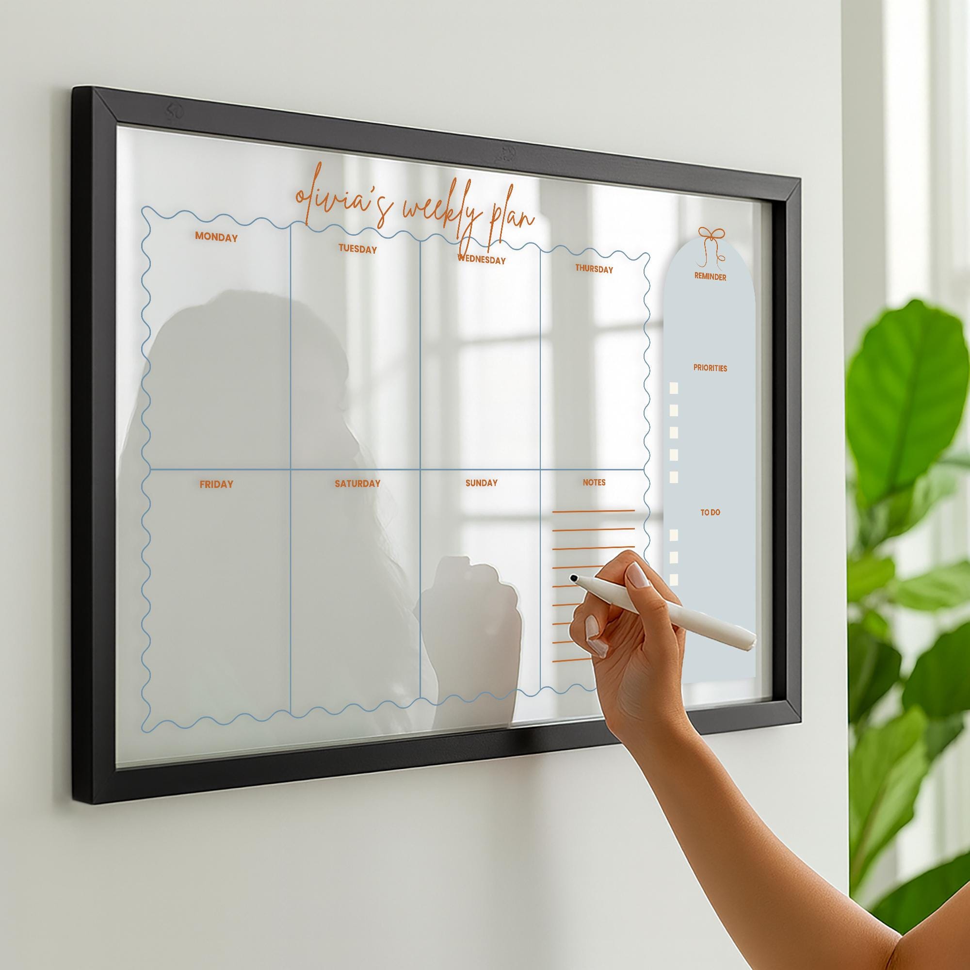 Sticky Weekly Menu Meal Planner – Dry Wipe, Self-Adhesive, Erasable Wall Whiteboard – Multicoloured