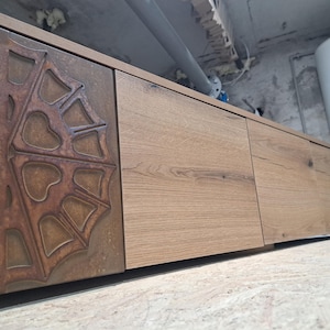 Rusty Gear Pattern Cabinet Front – Industrial Metalized Drawer Panel – Custom Furniture Restyle Kit