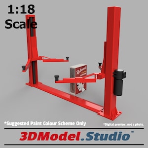 1:18 Scale 3D Model Vehicle Hoist [4.5 Ton] Garage Diorama