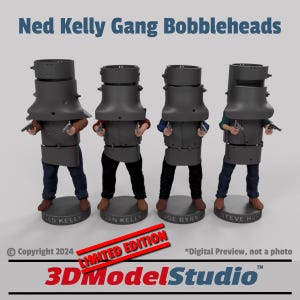 Ned Bobblehead Gang - Ned Kelly Gang Armour - &quot;Bail Up!&quot; Bushranger Figures