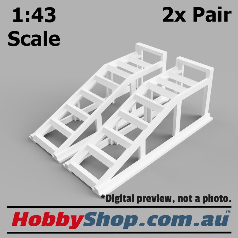 1:43 Scale 3D Model Car Ramps (2x Pair) Garage Diorama - Etsy