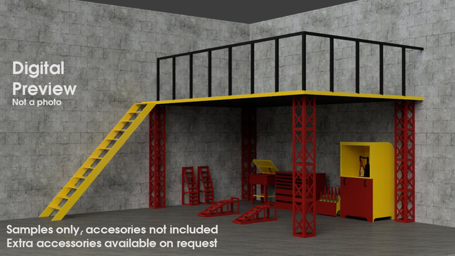 110 Scale RC Garage Diorama Vehicle 4WD Truck Car Ramps Etsy