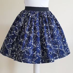 Constellations Skirt, Womans Constellations Skirt, Womans Skirt, Gathered Skirt, Space Skirt, Space Gift for Her, Space Outfit, Rockabilly