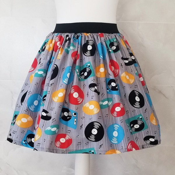 Retro Skirt, Vinyl Records, Music Skirt, Woman's skirt, Retro Fashion, Retro Clothing, Festival Outfit, Music Party, Party Outfit, Vinyl