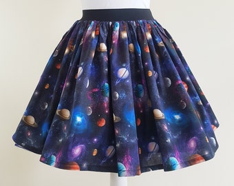 Planets Skirt, Space Skirt, Womans Planets Skirt, Womans Space Skirt, Space Outfit, Space Gift for Her, Quirky Fashion, Geeky Skirt, Galaxy