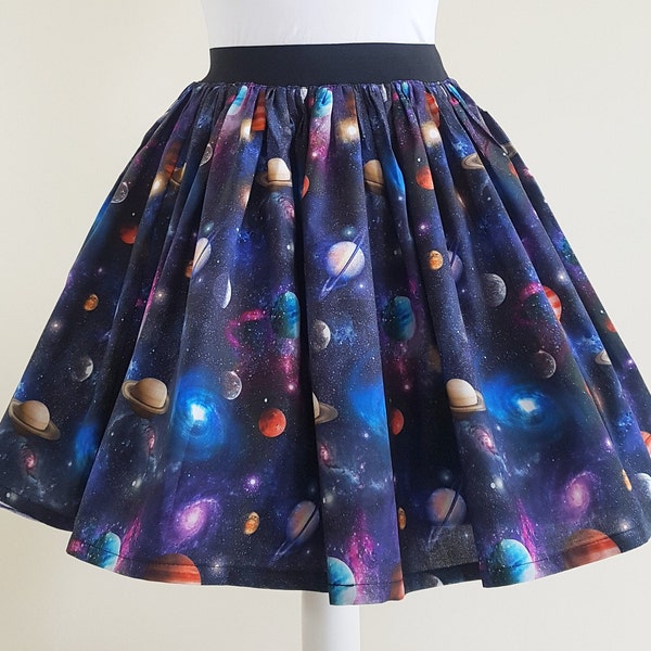 Falda de planetas, falda espacial, falda de planetas de mujer, falda espacial de mujer, atuendo espacial, regalo espacial para ella, moda peculiar, falda geek, galaxia