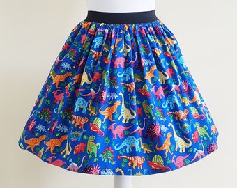 Falda de dinosaurio, falda de dinosaurio para mujer, falda de mujer, falda fruncida, retro, moda peculiar, falda geek, falda nerd, falda rockabilly, regalo de dinosaurio