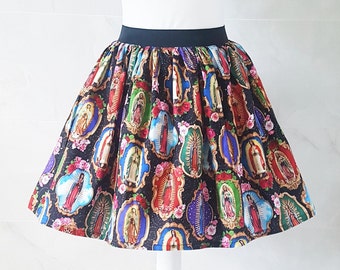 Religious Skirt, Religious Gift, Religious Clothing, Lady of Guadalupe Skirt, Virgin Mary Skirt, Our Lady Skirt Holy Gift Size Small 19"Long