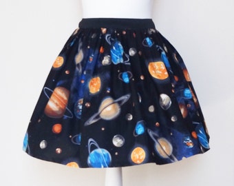 Planets Skirt, Space Skirt, Womans Planets Skirt, Womans Space Skirt, Space Outfit, Space Costume, Space Gift,  Quirky Fashion, Geeky Skirt