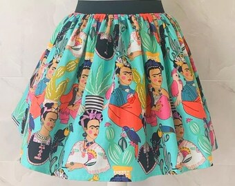 Frida Kahlo Skirt, Frida Kahlo Print, Frida Clothing, Frida Gift, Womans Skirt, Gathered Skirt, Hippie Skirt, Quirky Fashion, Rockabillly