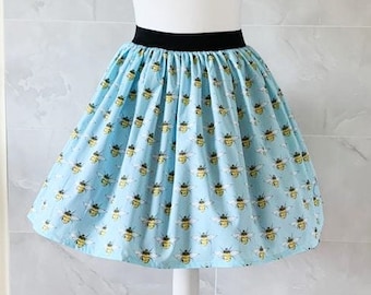 Falda de abejas, falda de abeja de mujer, falda de verano de damas, regalo de abeja, falda elástica, salvar a las abejas, falda con bolsillos, ropa de abeja, verano