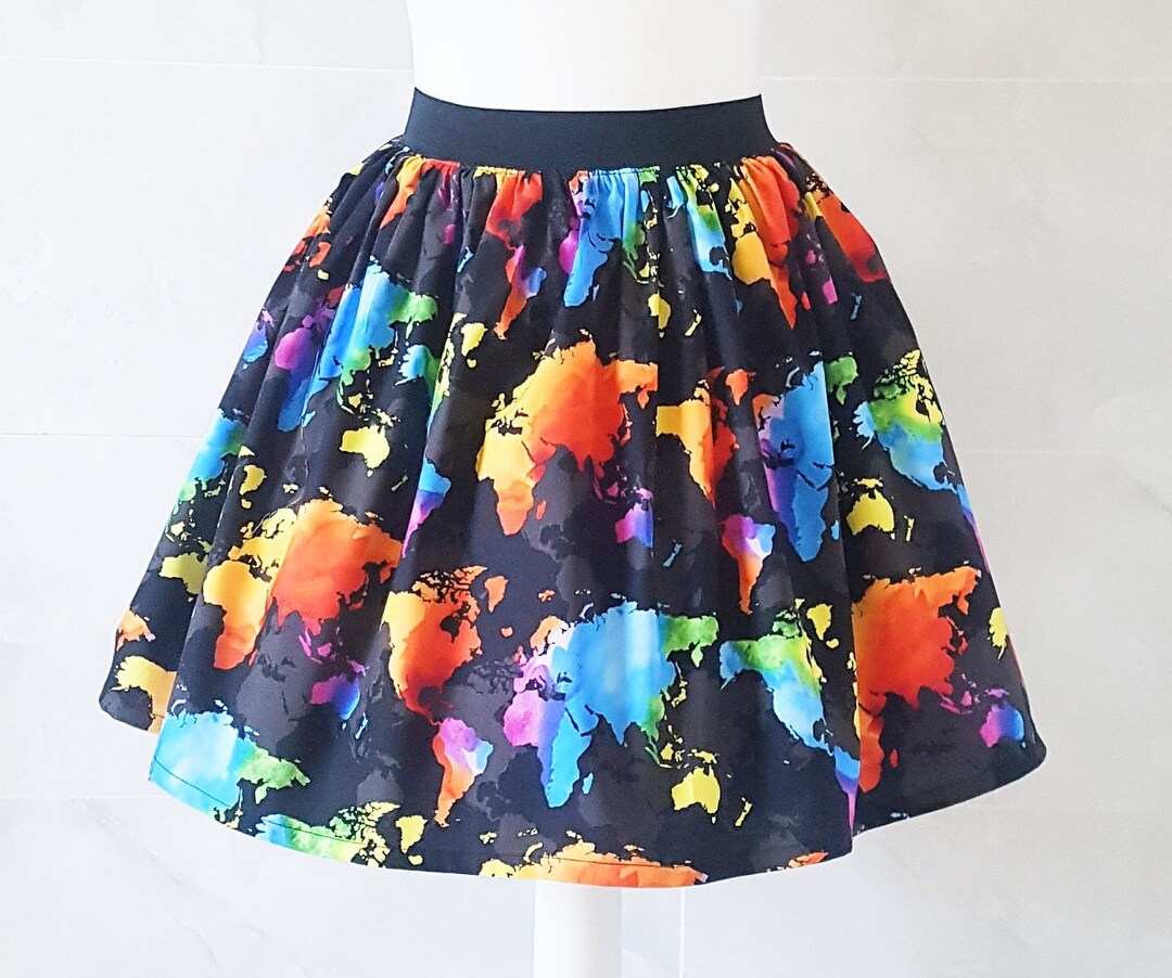 World Map Skirt, Atlas Skirt, Around the World, Geography Skirt, Map Clothing, World Map, Quirky