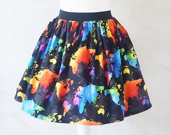World Map Skirt, Atlas Skirt, Around the World, Geography Skirt, Map Clothing, World Map, Quirky Clothing, Woman's Skirt, Unique Clothing