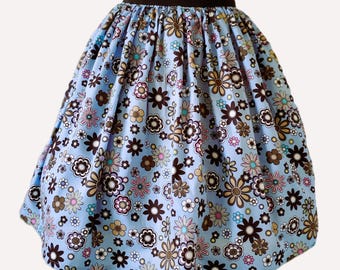 Falda floral, falda de flores, falda de verano para mujer, regalo para ella, falda elástica, atuendo de verano, falda con bolsillos, ropa de verano