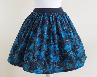Falda científica, falda de mujer, disfraz de científica, moda original, falda friki, nerd, falda de química, falda de mujer, moda científica talla pequeña