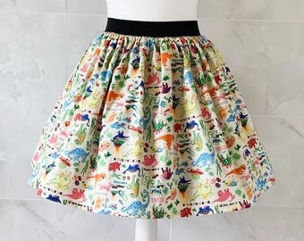 Falda de dinosaurio, Falda de dinosaurio para mujer, Falda para mujer, Falda fruncida, Retro, Moda original, Falda friki, Falda nerd, Falda rockabilly, Regalo de dinosaurio
