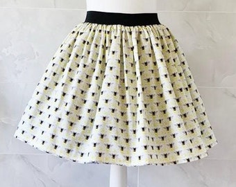 Falda de abejas para mujer, Falda de abejas, Salvemos a las abejas, Falda fruncida, Ropa de abejas, Amigable con las abejas, Regalo de abejas, Falda natural, Falda ecológica, Bolsillos
