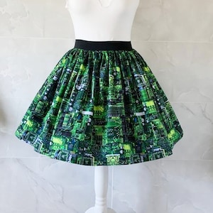 Science Skirt, Circuit Board Skirt, Womans Skirt, Gathered Skirt, Retro, Computer Science, Electronic, Quirky Fashion, Geeky Skirt, Nerd