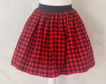 Falda de cuadros, falda escocesa, tartán, falda de mujer, falda fruncida, falda elástica, falda rockabilly, punk, moda original, estilo vintage