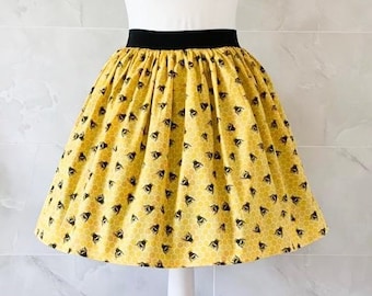 Bees Skirt, Womans Bees Skirt, Save the Bees, Gathered Skirt, Fashion, Bees Clothing, Bee Friendly, Bee Giift, Nature Skirt, Save the Planet