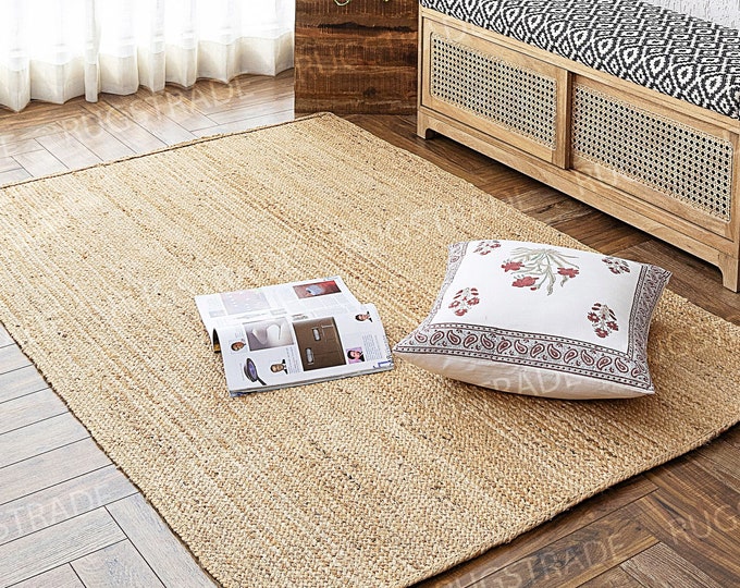 Jute Rug- Large Area Rug, Bohemian Rug, Natural Jute runner Rug, Jute Rug Square, Jute Rug Rectangular, Jute Rug Large, Boho Rug, Custom Rug
