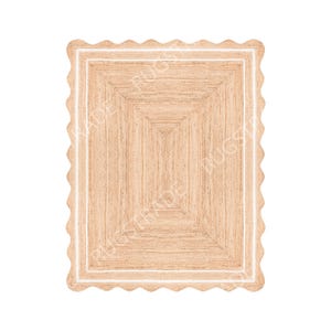 Jute Rug- Scalloped Rug, Jute Scalloped Rug, Bohemian Scallop Rug, Natural Jute Area Rug, Jute Rug Rectangular, Jute Scallop Rug, Custom Rug