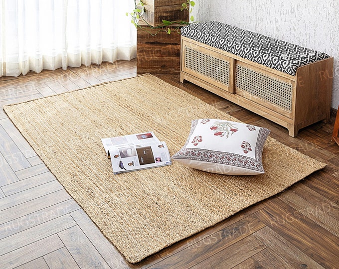 Natural Jute Rug- Large Area Rug, Bohemian Rug, Jute runner Rug, Jute Rug Square, Jute Rug Rectangular, Jute Rug Large, Boho Rug, Custom Rug