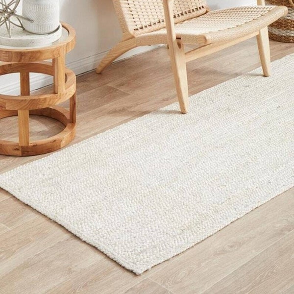 White Jute Runner Rug, Bohemian Runner Rug, Jute Rug Runner, Jute Area Rug, Sisal Runner, Off White Runner Rug, Boho Rug, Custom Size Rug