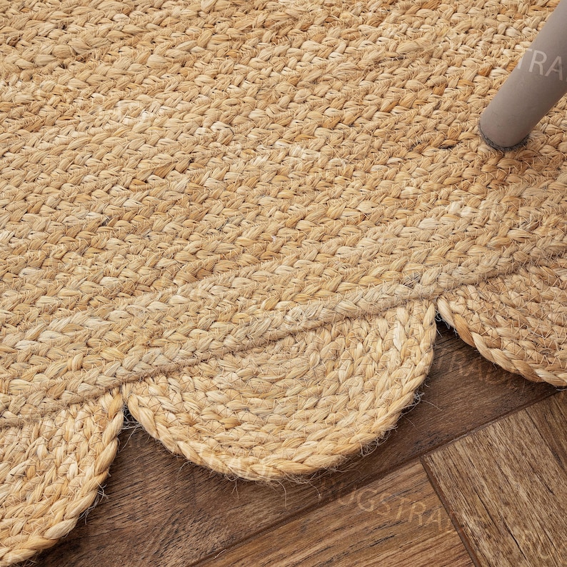 Runner Rug - Scalloped Runner Rug, Jute Runner Rug, Bohemian Scallop Rug, Natural Jute Rug, Scalloped Jute Rug, Jute Scallop Rug, Custom Rug image 4