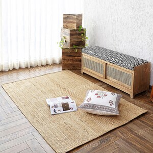 Handwoven Jute Rug, Natural Fiber Area Rug, Bohemian Style Decor, Custom Size Option