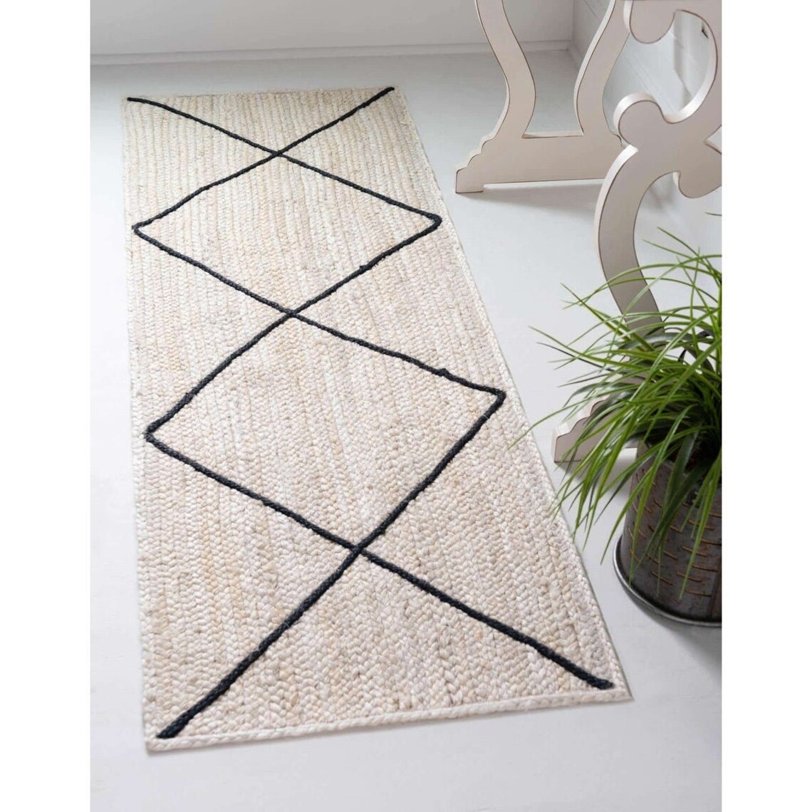 White Jute Rug Natural Jute Rug Handwoven Jute Area Rug Etsy