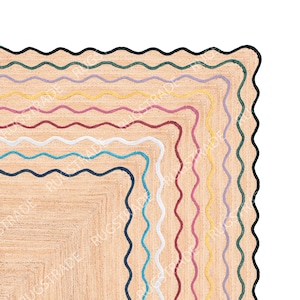 Scallop Rug- Scalloped Jute Rug, Jute Scalloped Rug, Scalloped Rug, Area Rug, Boho Decor, Scalloped Runner Rug, Jute Scallop Rug, Custom Rug