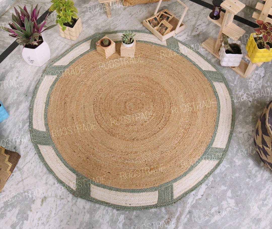 Round Jute Rug Natural Round Rug, Bohemian Round Rug, Natural Jute Rug