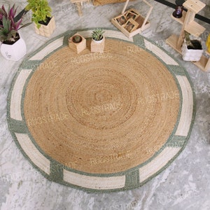 Rond jute tapijt - natuurlijk rond tapijt, boho rond tapijt, natuurlijk jute tapijt, rond tapijt met randen, rond tapijt, rond tapijt, woondecoratie, rond tapijt op maat