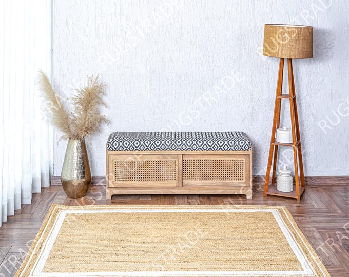 Custom Size Rug - Natural Jute Rug, Jute Area Rug, Bohemian Rug, Handmade Jute Rug, Jute Runner Rug, Natural Fiber Jute Rug, Rectangular Rug