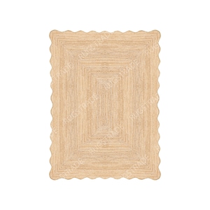 Scalloped Jute Rug- Jute Rug, Runner Rug, Door Mat, Handcrafted Rug, Stair Runner, Rattan Rugs, Rugs Gift, Christmas Door, Custom Rugs image 1