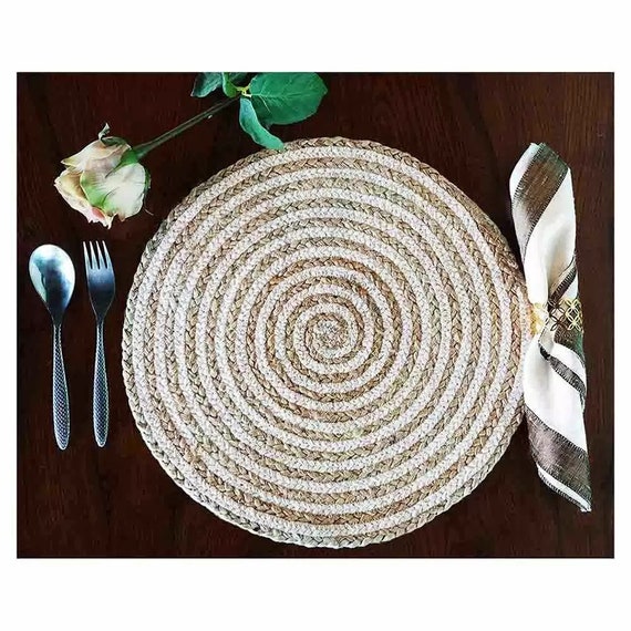 Round Jute Placemats White Jute Placemats Farmhouse Jute Etsy